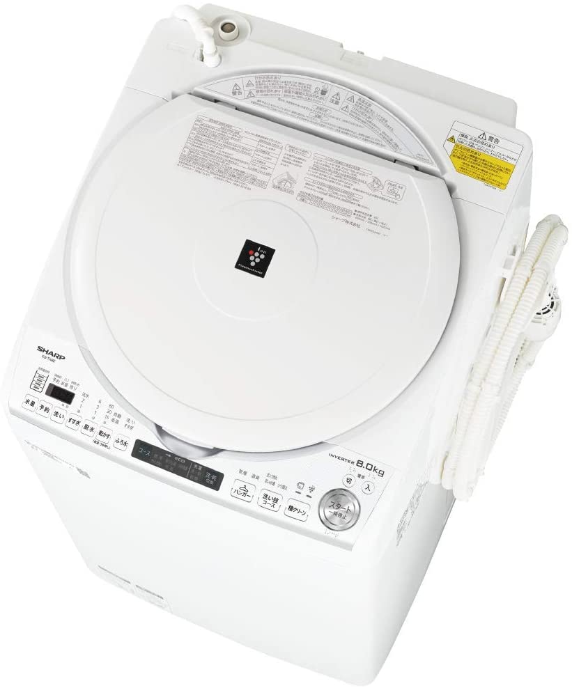 シャープ 洗濯機 洗濯乾燥機 ES-TX8E-W 穴なし槽 インバーター 8kg プラズマクラスター 搭載 Fホワイト
