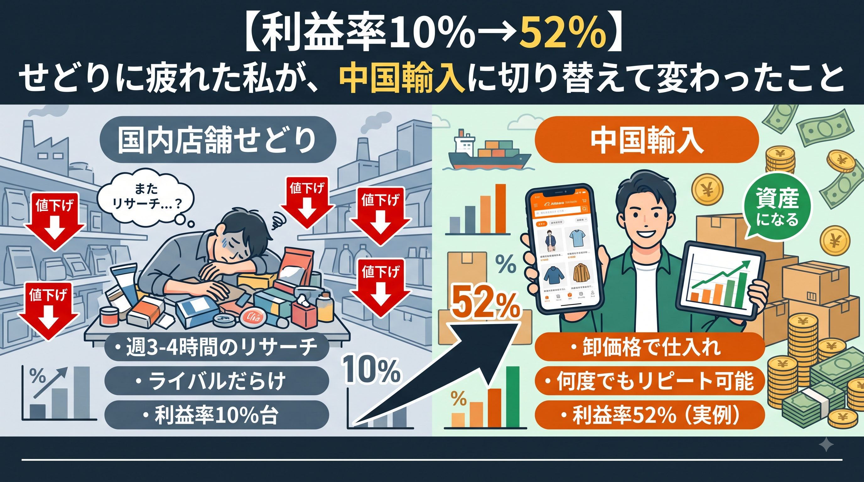 【利益率10%→52%】せどりに疲れた私が、中国輸入に切り替えて変わったこと