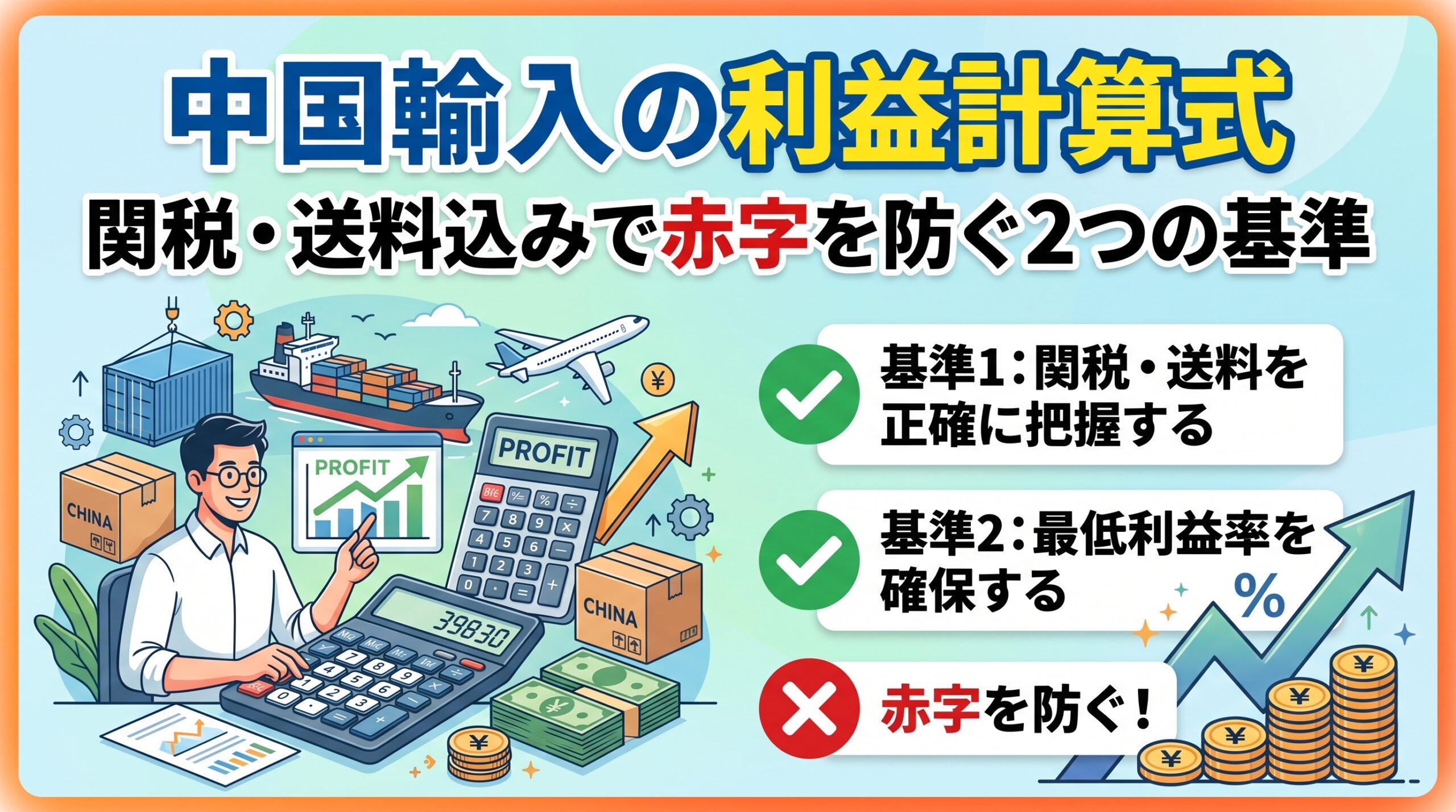 中国輸入の利益計算式｜関税・送料込みで赤字を防ぐ2つの基準