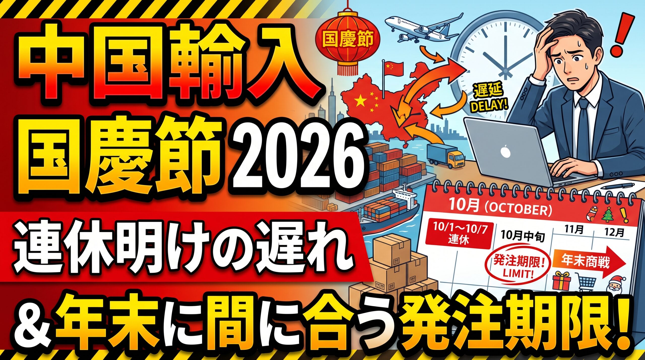 2026年の国慶節明けの中国輸入の遅れと年末商戦に間に合う発注期限